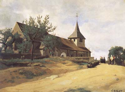 Jean Baptiste Camille  Corot L'eglise de Lormes (mk11)